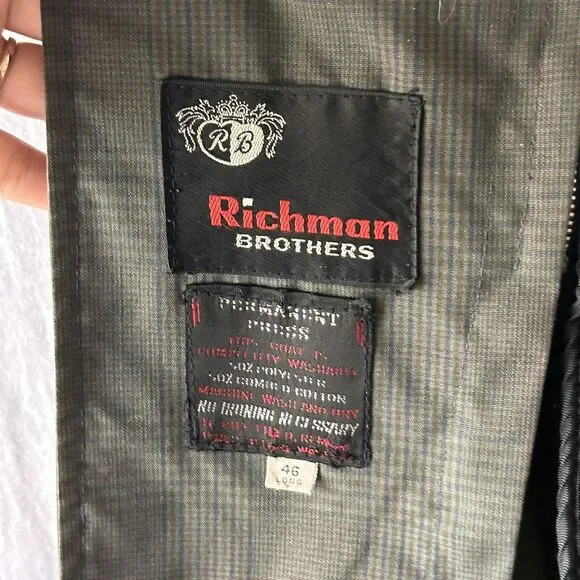 Vintage Trench Coat 46 Long Gray Plaid Fleece Lined Richman Brothers Jacket